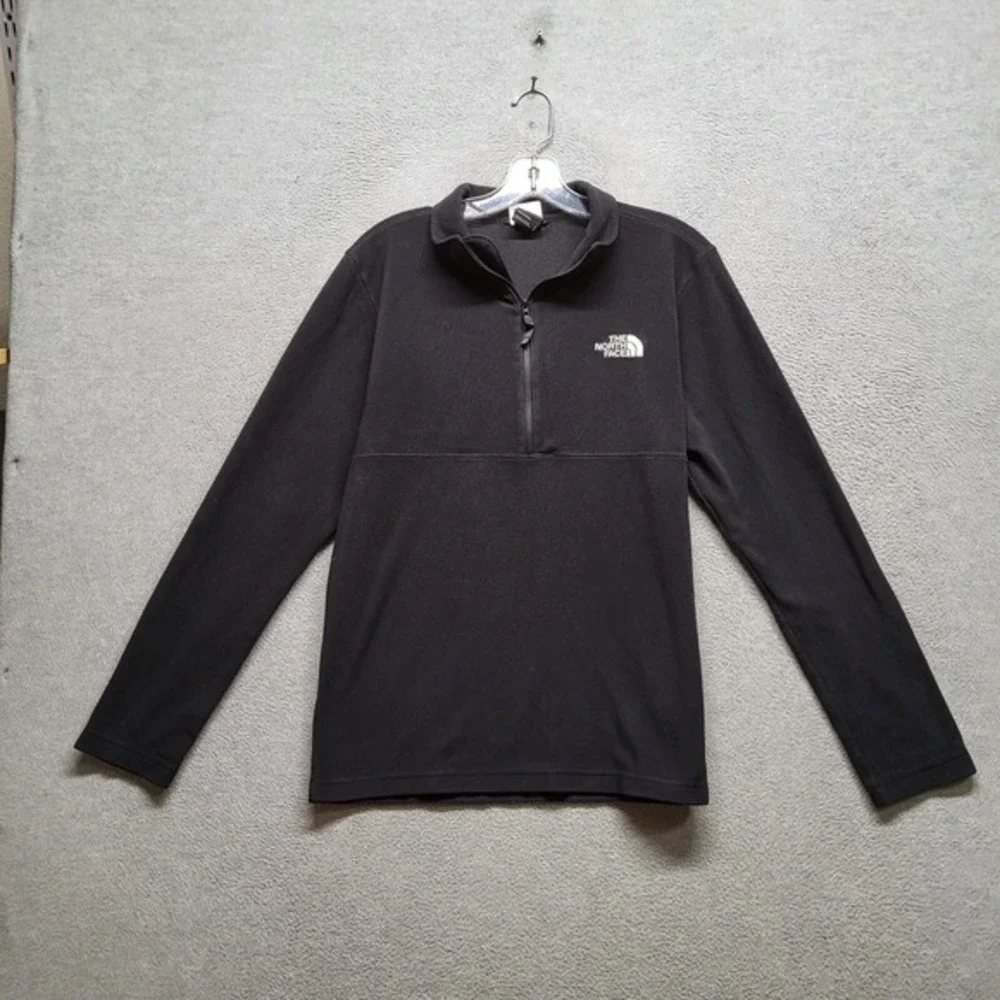 The North Face Men Sweatshirt Small Black Fleece 1/2 Zip Logo Mock Neck Pullover